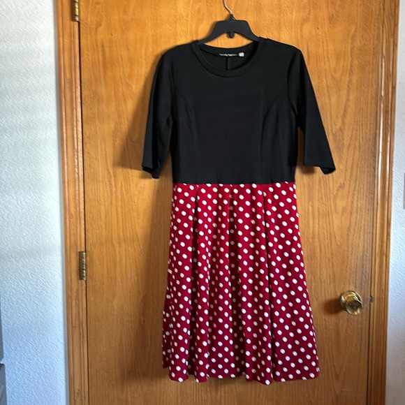 New No tags!! Cute red polka dot dress size L Waist approx 17”. Length 40” - Picture 1 of 6